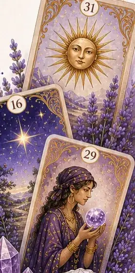 Cartas do Baralho Cigano com cristais de ametista