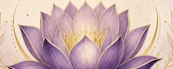 Lótus em aquarela com detalhes dourados